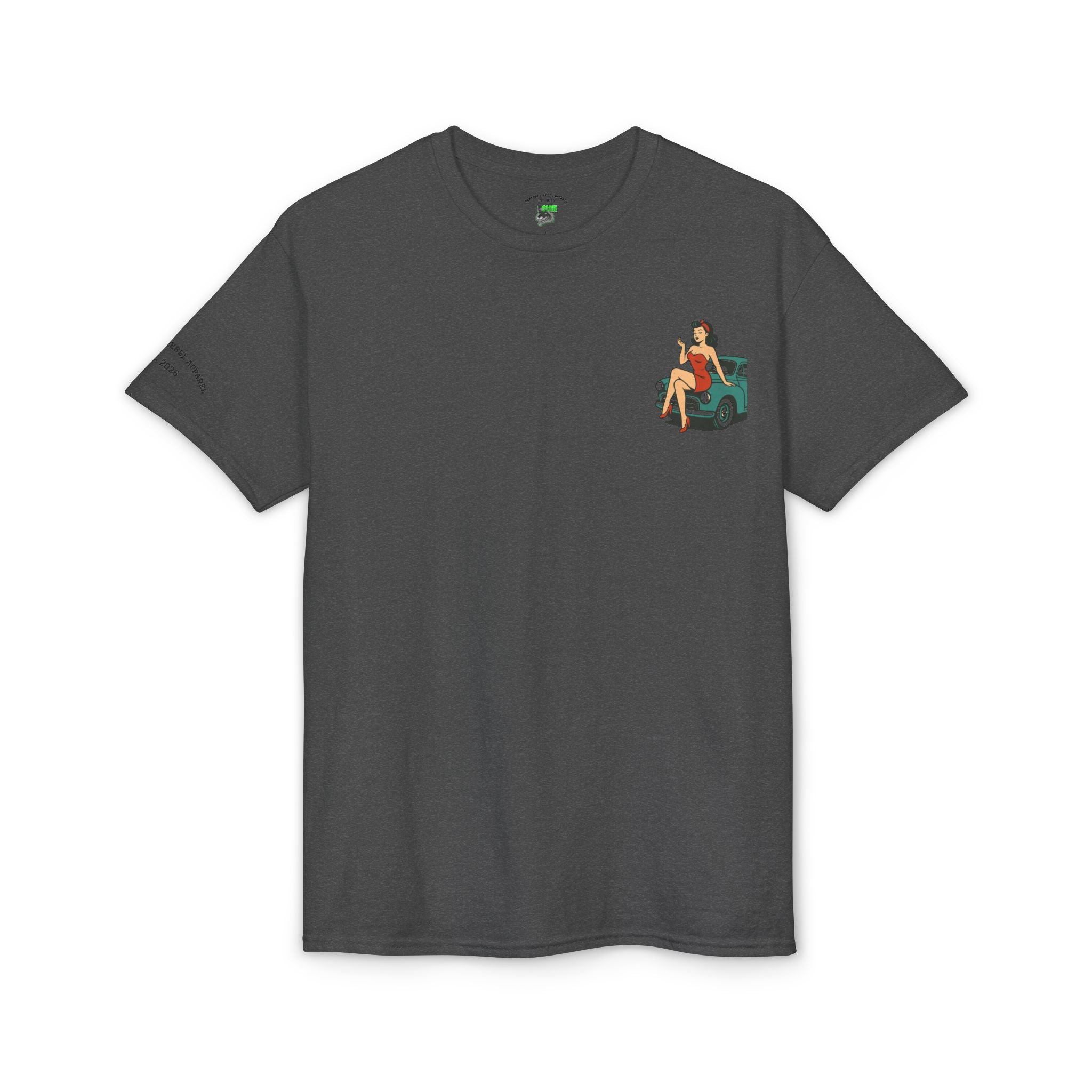 Pinup Girl on Vintage Car Graphic Tee
