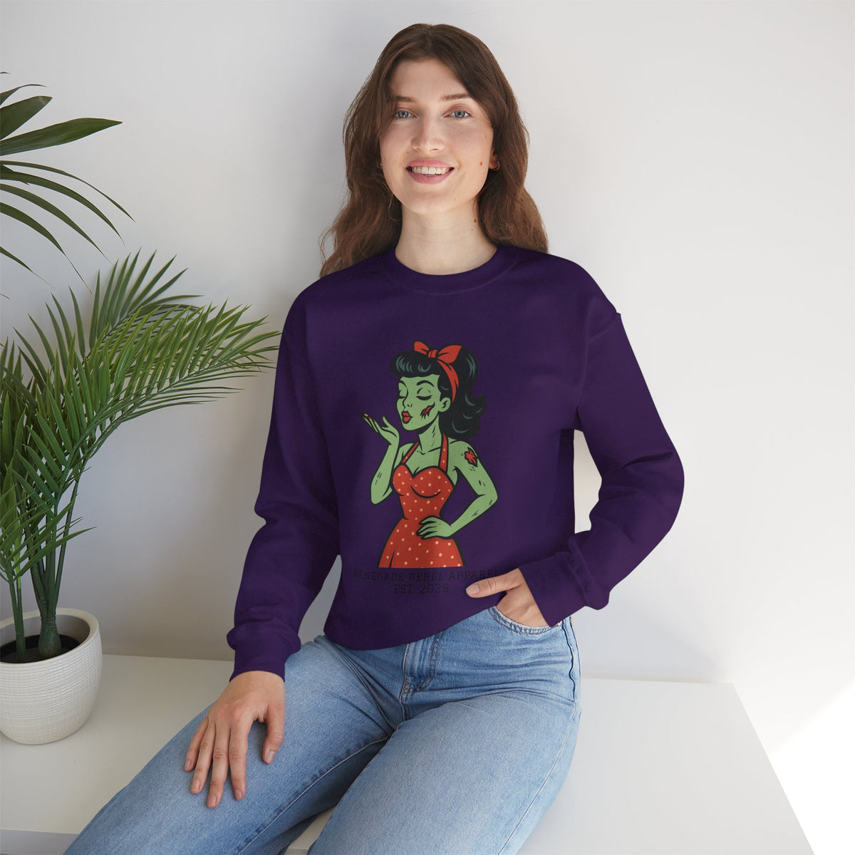 Zombie Pin Up Girl Crewneck