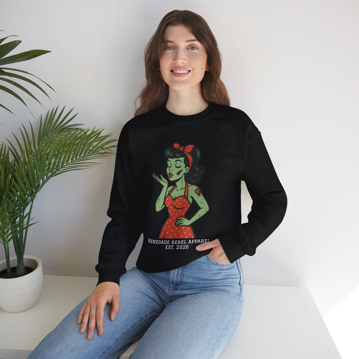 Zombie Pin Up Girl Crewneck