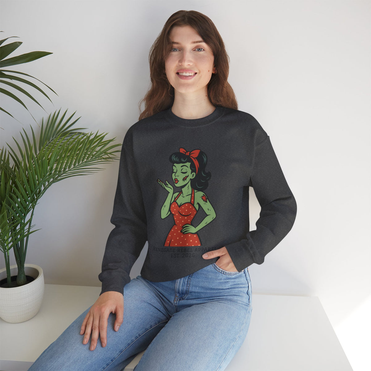 Zombie Pin Up Girl Crewneck